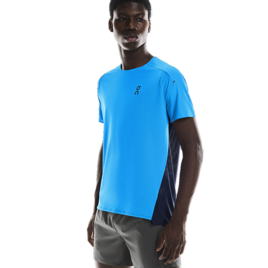 On Running Performance Short Sleeve Men's Running Tee - Malibu/Navy