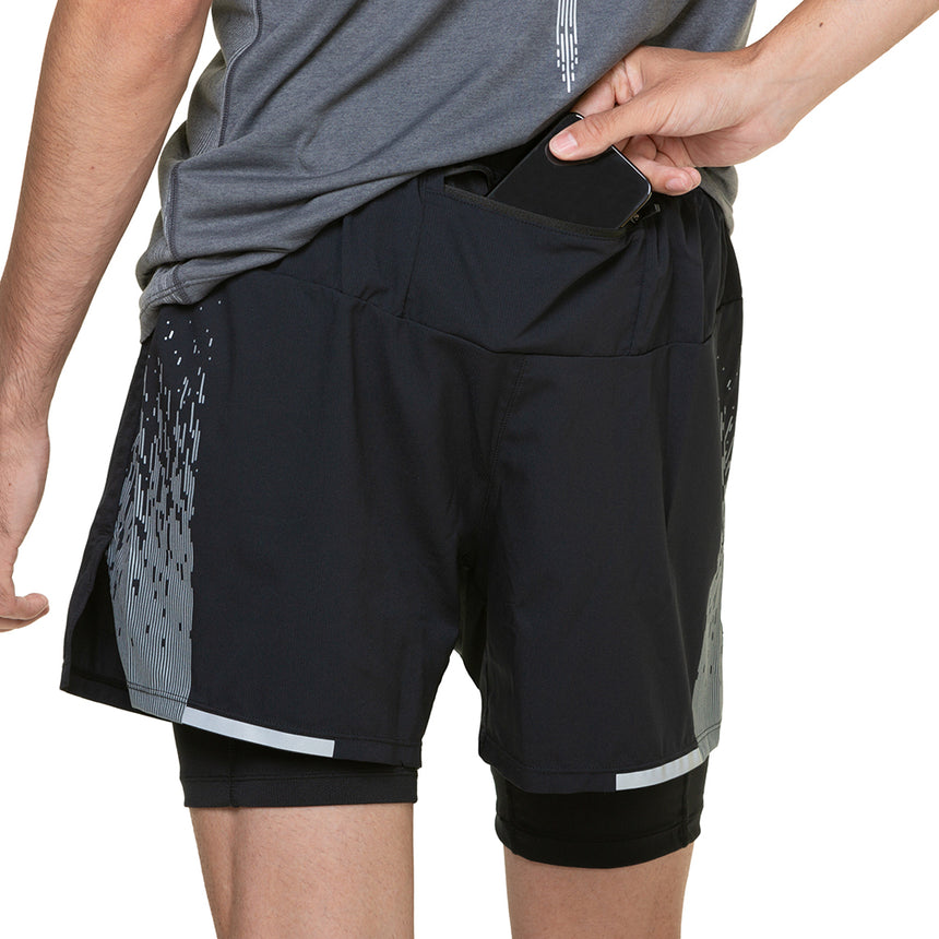 Ronhill Tech Reflect 5inch Men's Twin Running Short - Black/Reflect