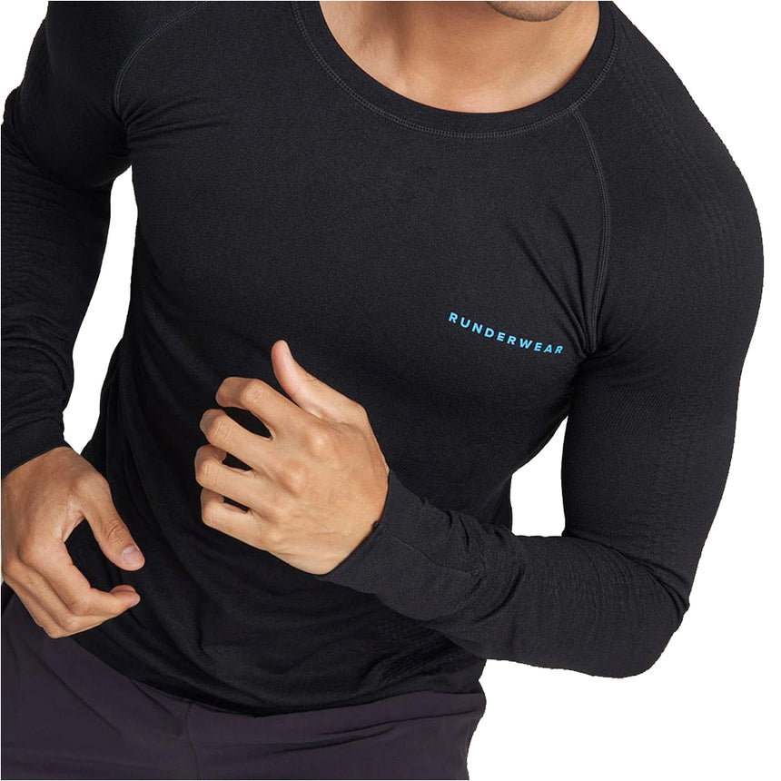 Runderwear Men's Long Sleeve Base Layer- Black