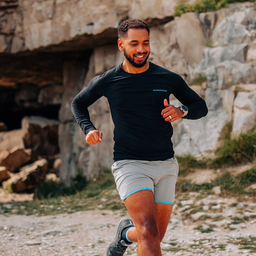 Runderwear Men's Long Sleeve Base Layer- Black