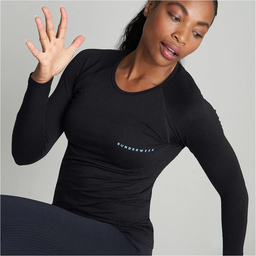 Runderwear Women's Long Sleeve Base Layer- Black