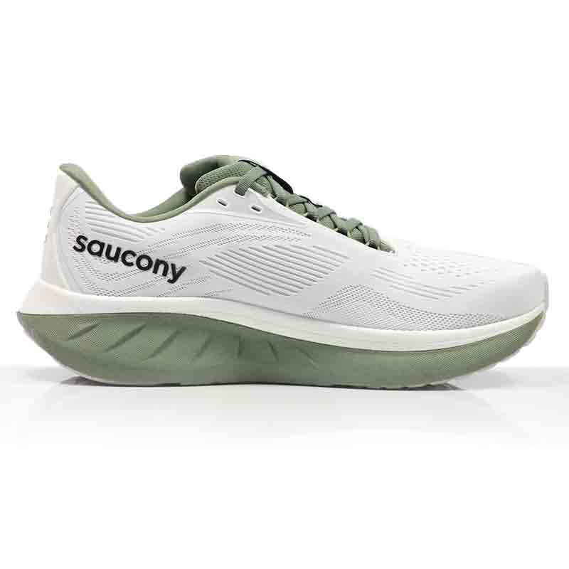 Saucony Ride 18 Men's Running Shoe - White/Olivine