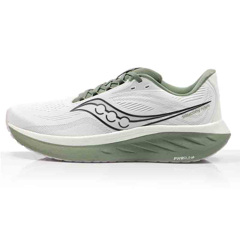 Saucony Ride 18 Men's Running Shoe - White/Olivine