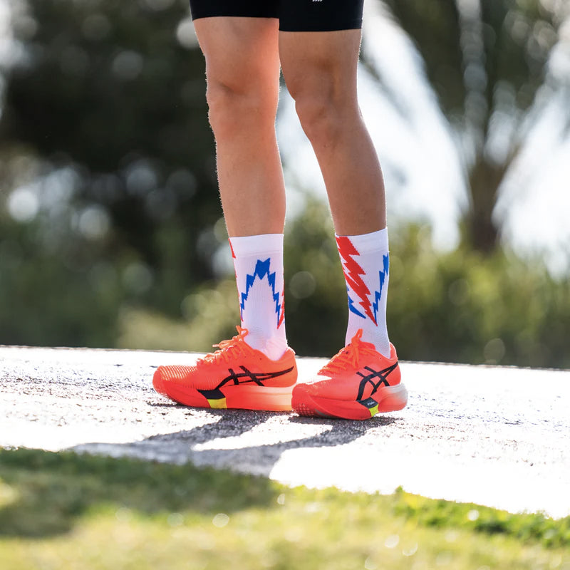 Sporcks Thunder White Crew Running Socks - White/Thunder