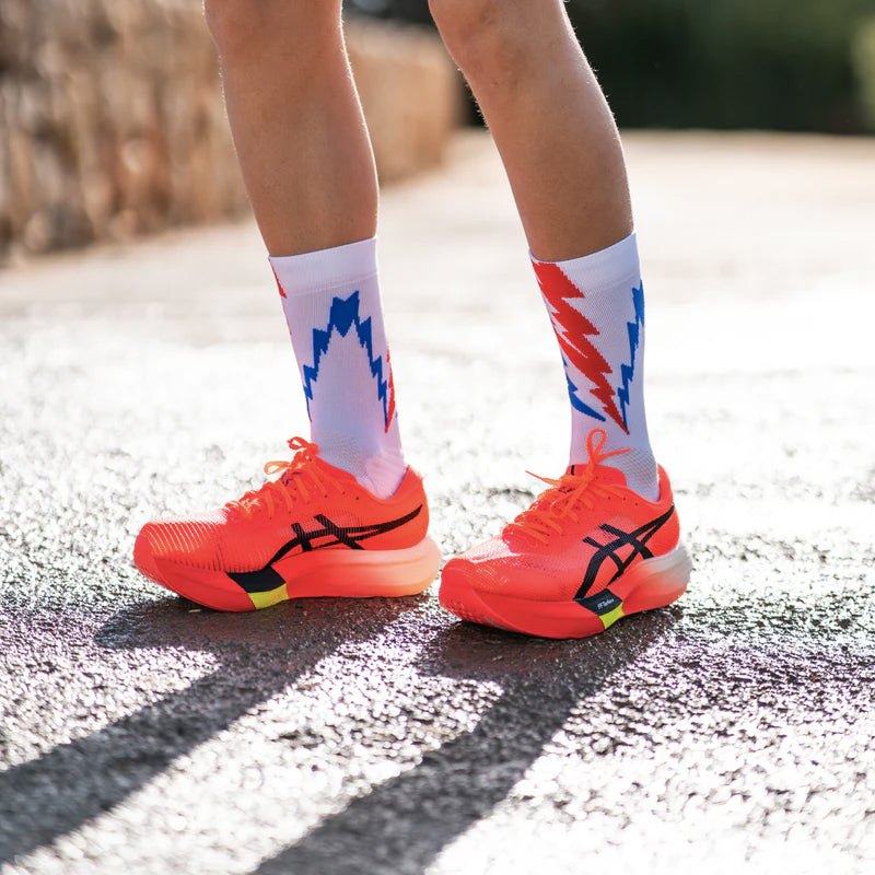 Sporcks Thunder White Crew Running Socks - White/Thunder