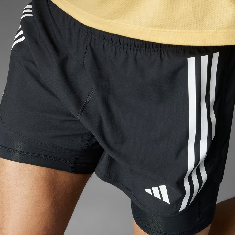 Adidas Own The Run 3 Stripes 2in1 Men's Running Short - Black