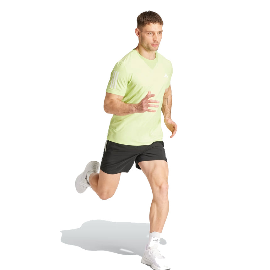 adidas Own The Run 3 Stripes Short Sleeve Men's Running Tee - Hi-Res Yellow