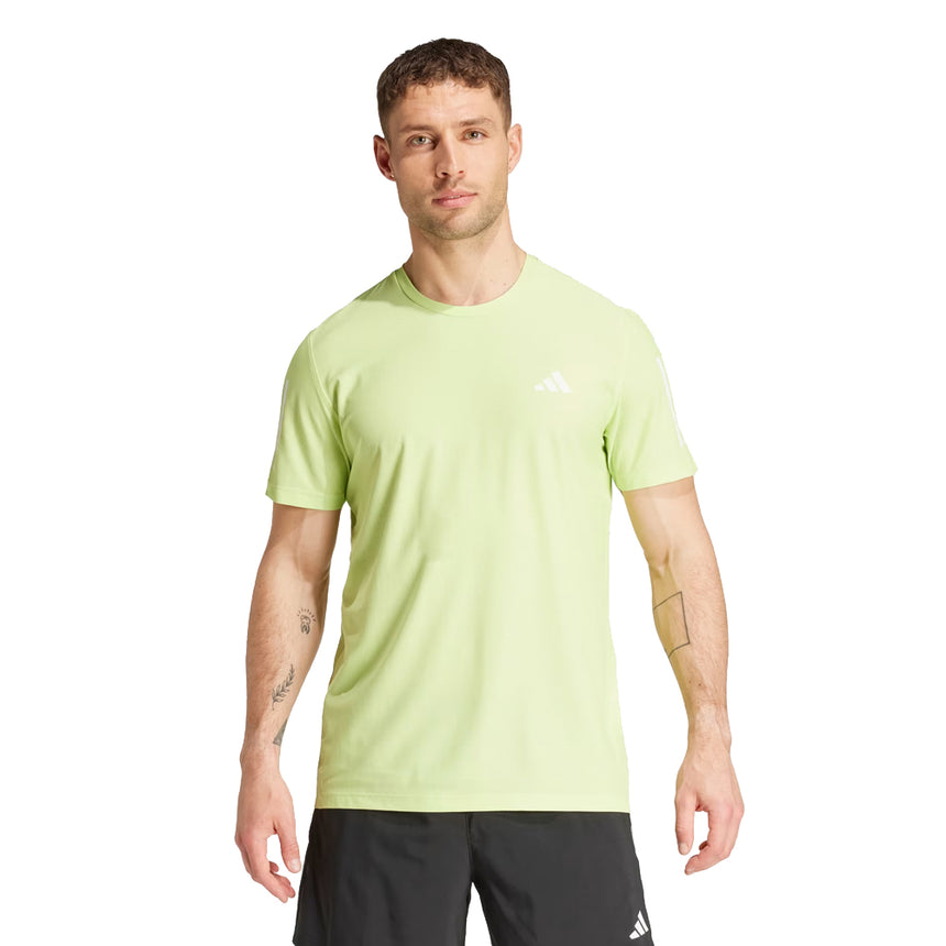 adidas Own The Run 3 Stripes Short Sleeve Men's Running Tee - Hi-Res Yellow
