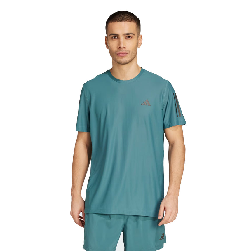 adidas Own The Run 3 Stripes Short Sleeve Men's Running Tee - Preloved Teal