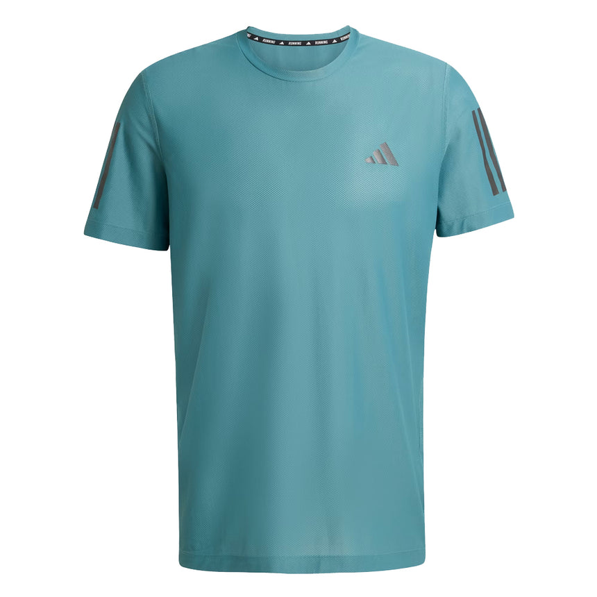 adidas Own The Run 3 Stripes Short Sleeve Men's Running Tee - Preloved Teal