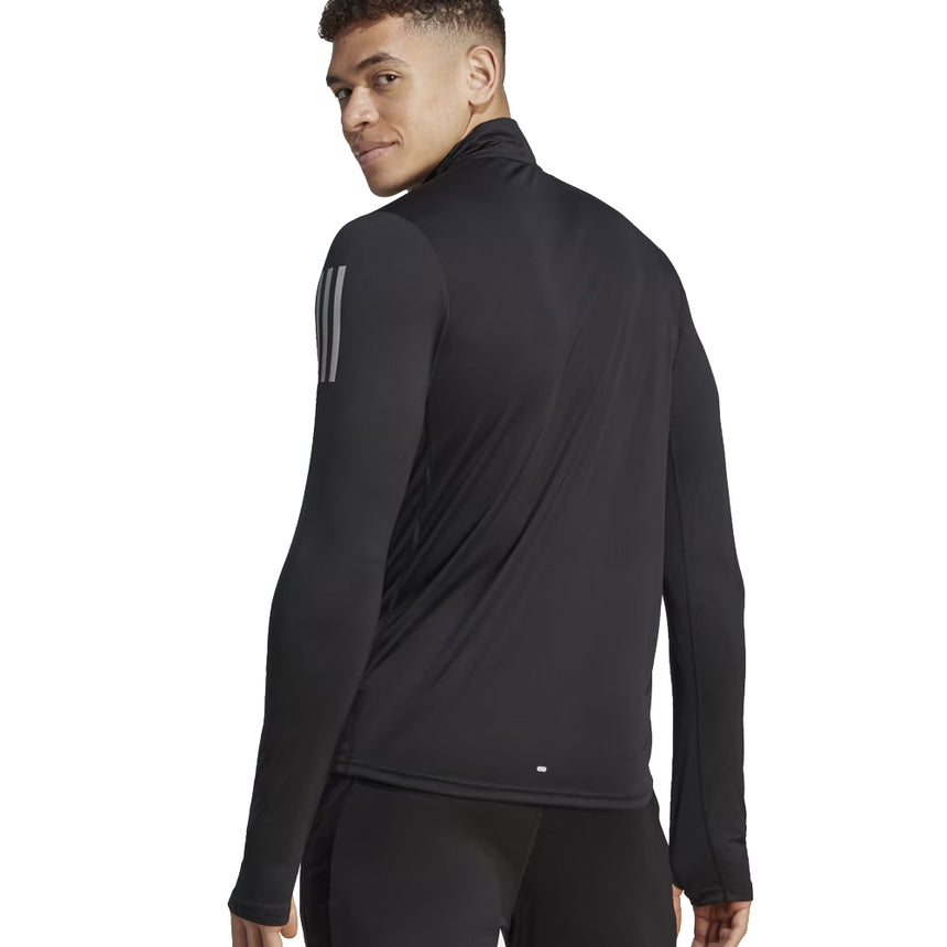 Adidas Own The Run Quarter Zip Long Sleeve Men's Running Top - Black