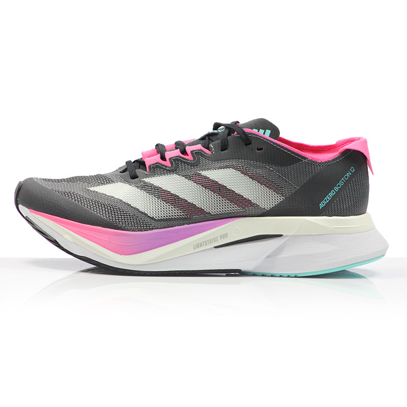 adidas Adizero Boston 12 Women's Running Shoe - Grey Five/Crystal Jade/Lucid Pink