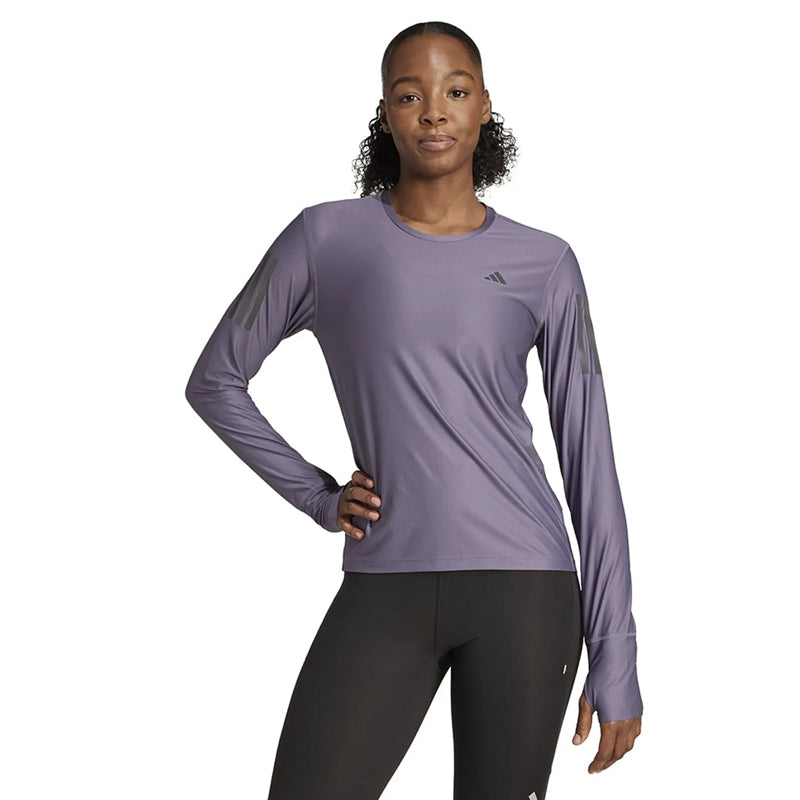 adidas Own The Run Long Sleeve Women's Running Tee - Preloved Violet