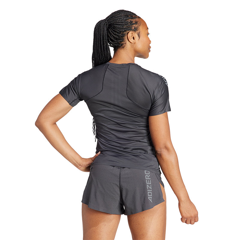 adidas Adizero Women's Running Short Sleeve Tee - Black/Grey Six