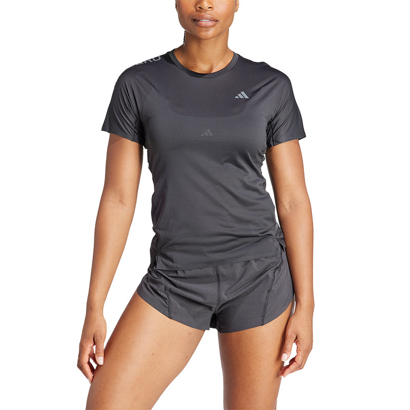 adidas Adizero Women's Running Short Sleeve Tee - Black/Grey Six