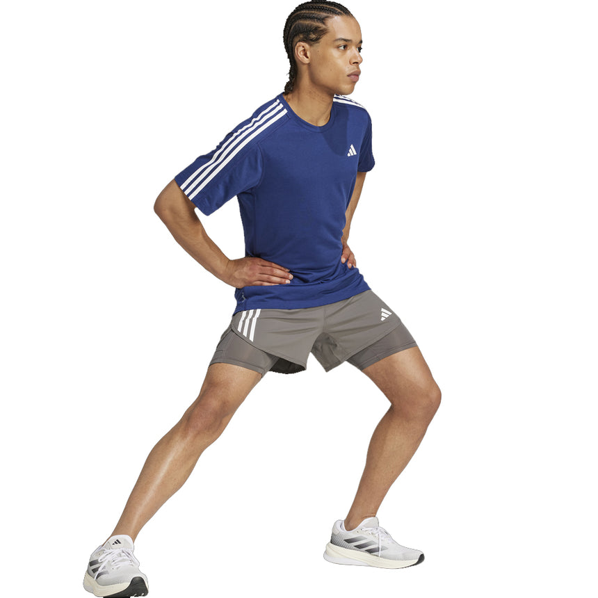 Adidas Own The Run 3 Stripes 2in1 Men's Running Short - Charcoal