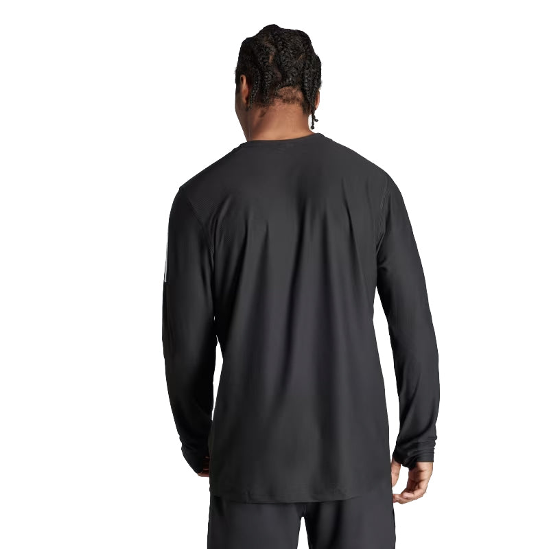 adidas Own The Run Long Sleeve Men's Running Tee - Black/White