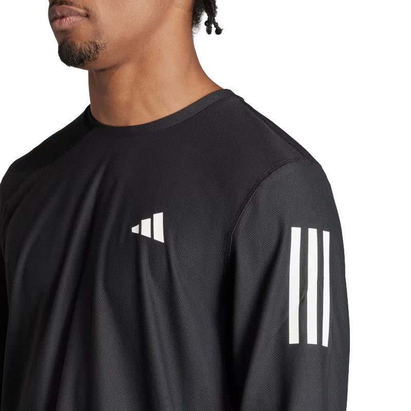 adidas Own The Run Long Sleeve Men's Running Tee - Black/White