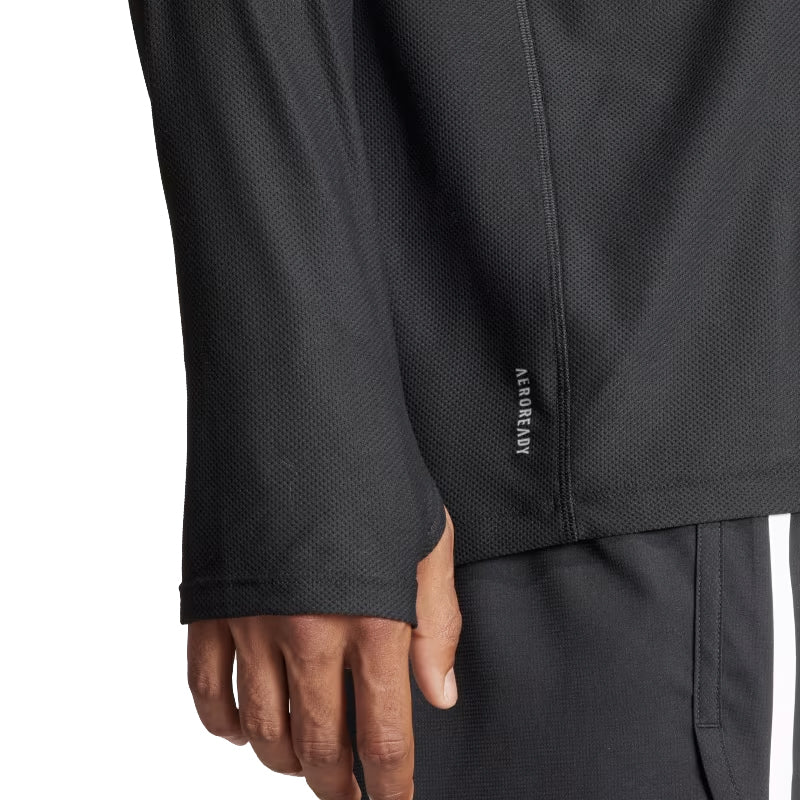 adidas Own The Run Long Sleeve Men's Running Tee - Black/White
