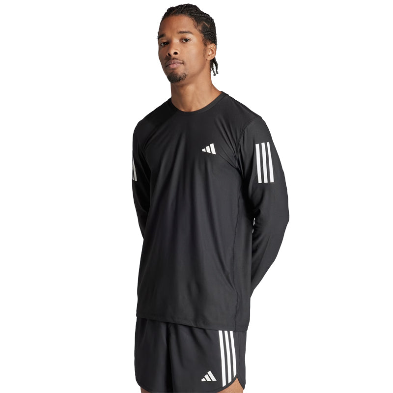 adidas Own The Run Long Sleeve Men's Running Tee - Black/White
