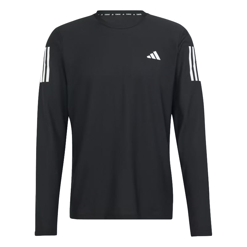 adidas Own The Run Long Sleeve Men's Running Tee - Black/White