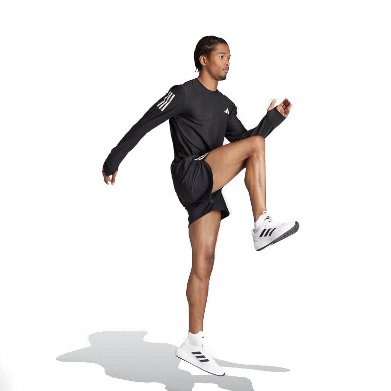 adidas Own The Run Long Sleeve Men's Running Tee - Black/White