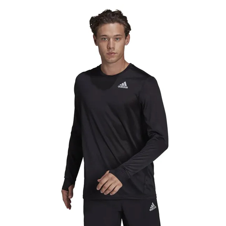 adidas Own The Run Long Sleeve Men's Running Tee - Black/Reflective Silver