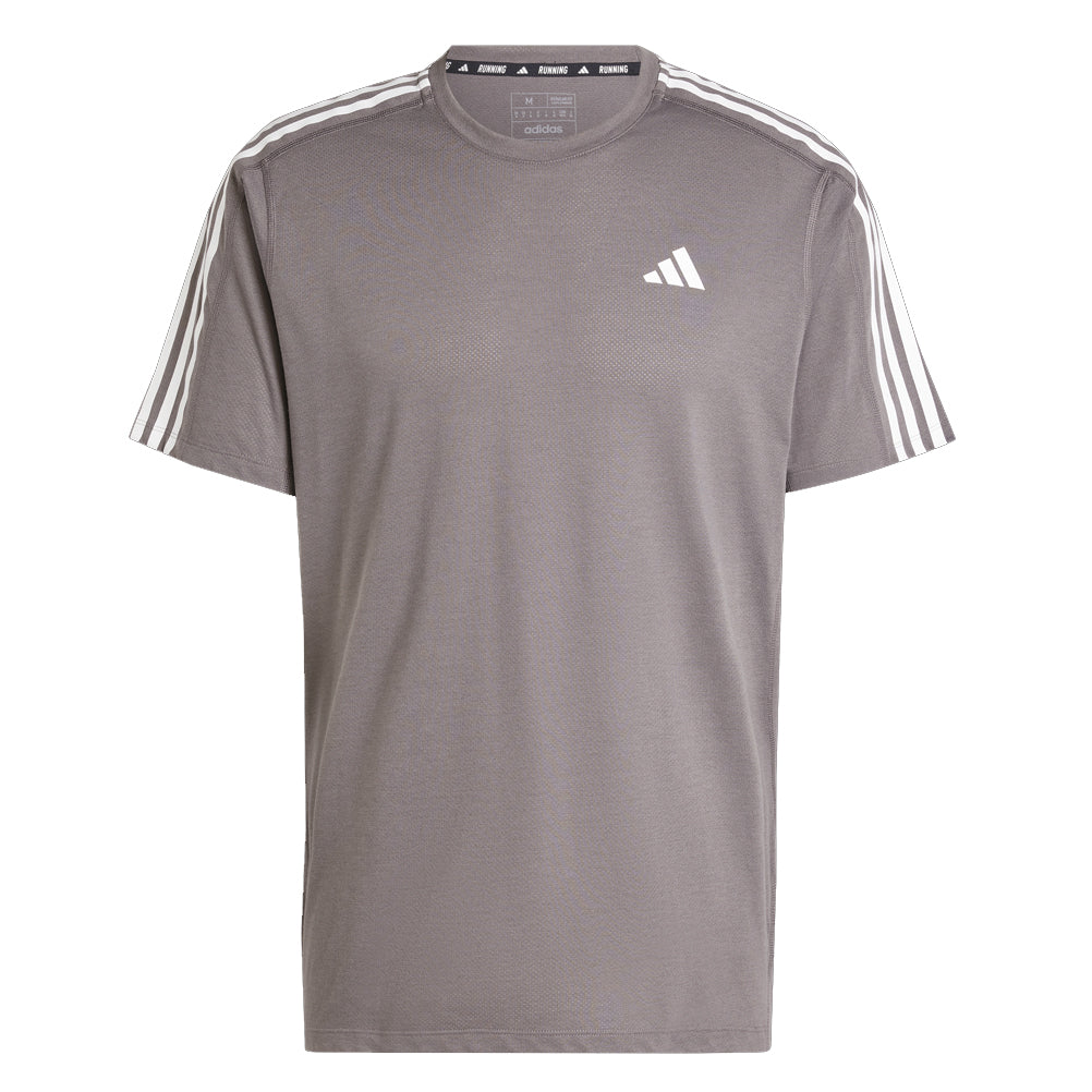 adidas Own The Run 3 Stripes Short Sleeve Men's Running Tee - Carbon