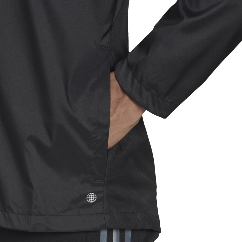 Adidas Own The Run Men's Running Jacket - Black/White/Reflective Silver