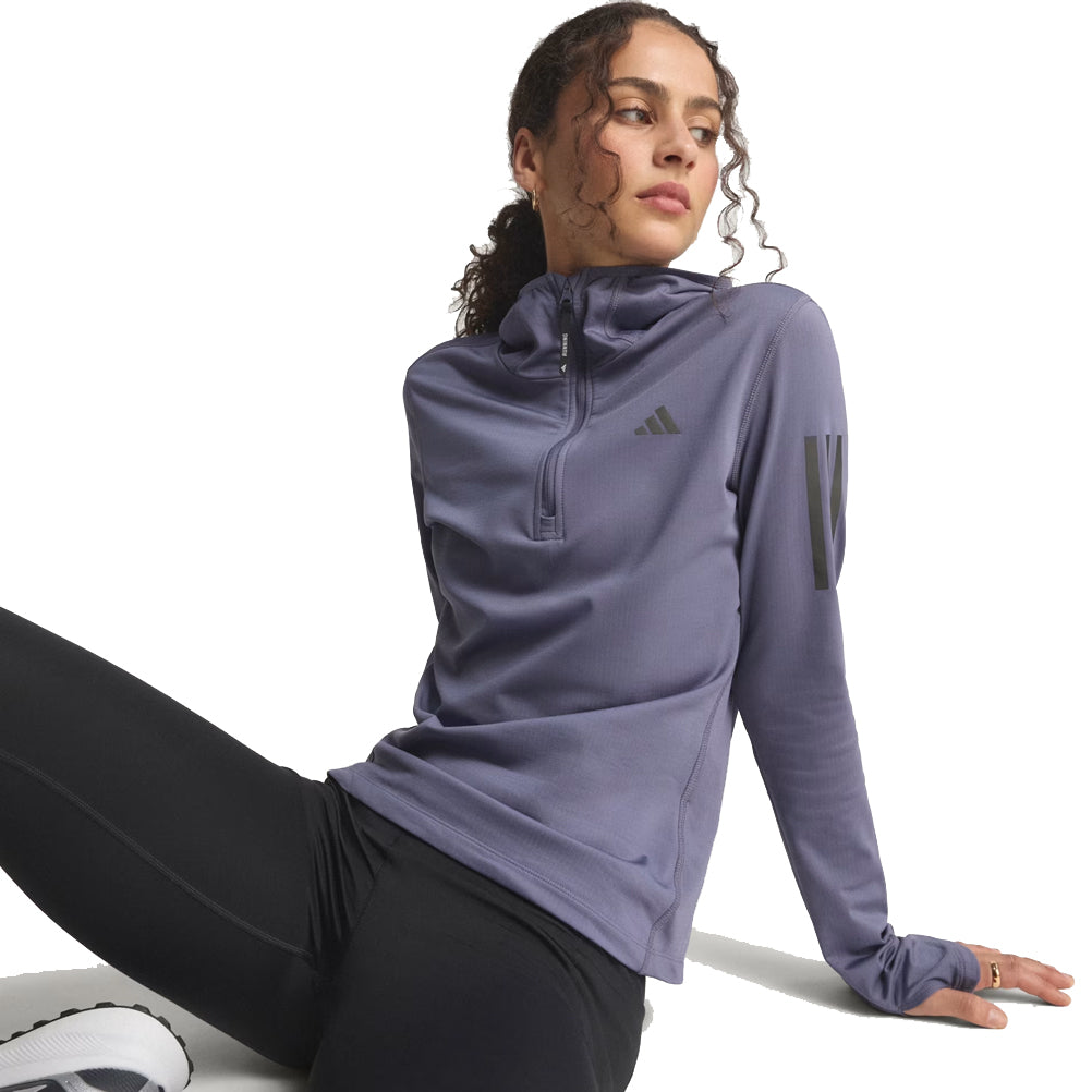 adidas Own The Run Winterised Half Zip Women's Running Top - Preloved Violet