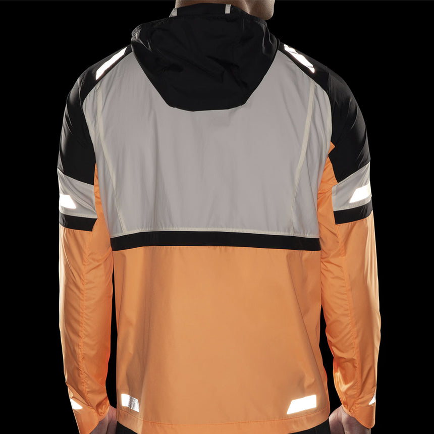 Brooks Run Visible 2.0 Men's Running Jacket - Ecru/Fluoro Flash/Black