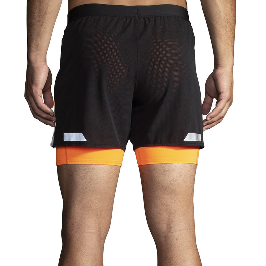Brooks Run Visible 2.0 5inch 2in1 Men's Running Short - Black/Ecru/Fluoro Flash