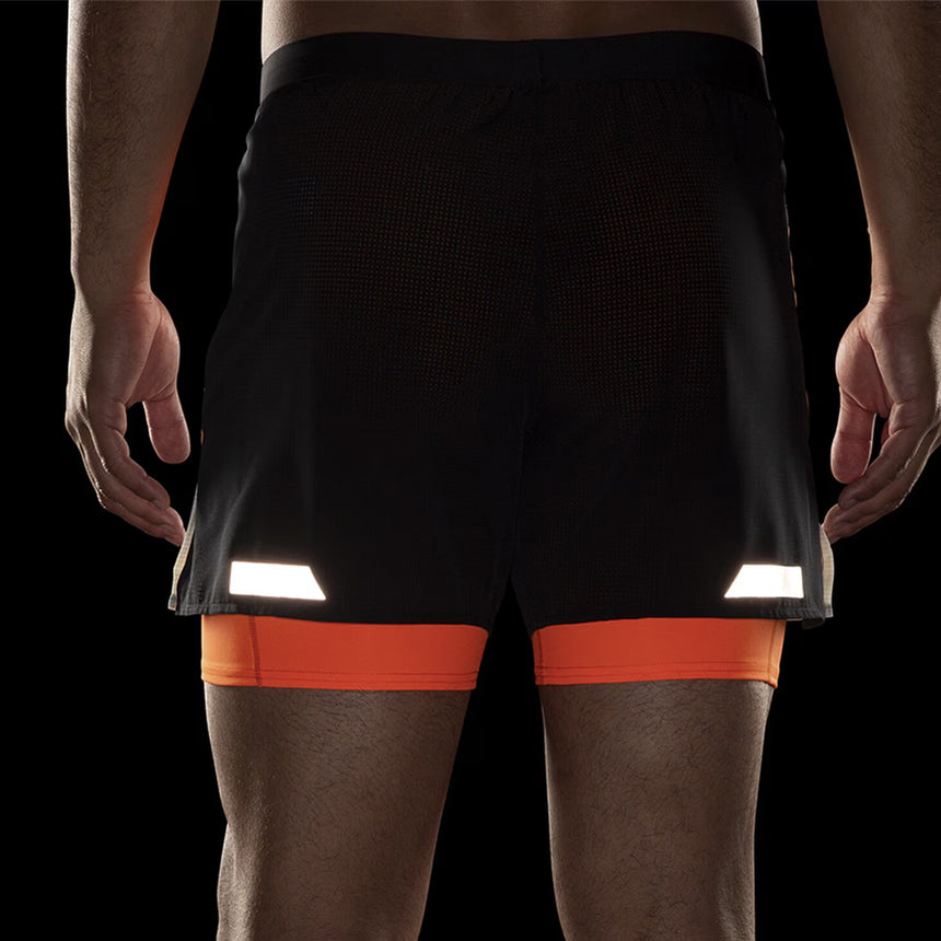 Brooks Run Visible 2.0 5inch 2in1 Men's Running Short - Black/Ecru/Fluoro Flash