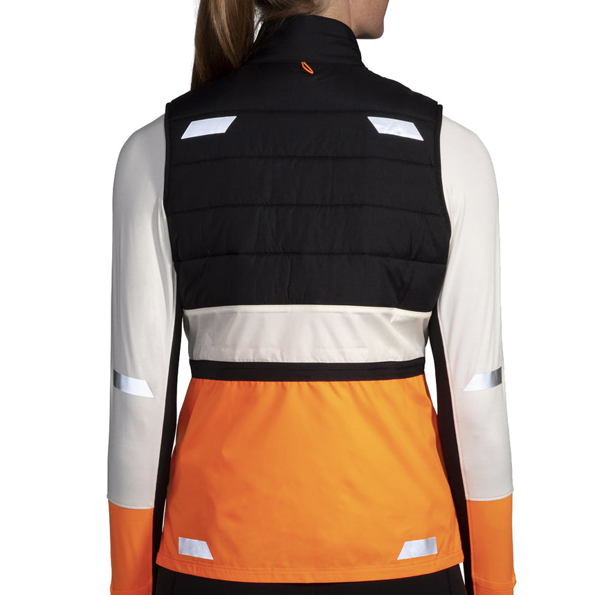 Brooks Run Visible 2.0 Insulated Women's Running Vest - Ecru/Fluoro Flash/Black