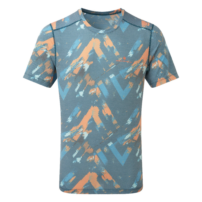 Ronhill Tech Golden Hour Short Sleeve Men's Running Tee - Legion Blue Chevron