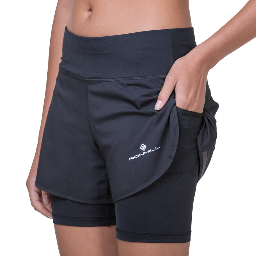 Ronhill Tech 4.5 inch Twin Women's Running Short - All Black