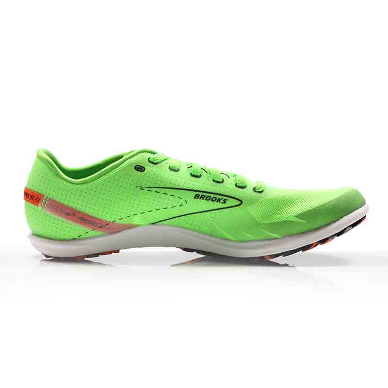 Brooks Draft XC Unisex Cross Country Running Spike - Green Gecko/Red Orange/White