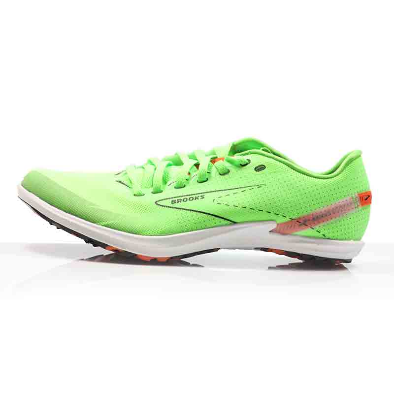 Brooks Draft XC Unisex Cross Country Running Spike - Green Gecko/Red Orange/White