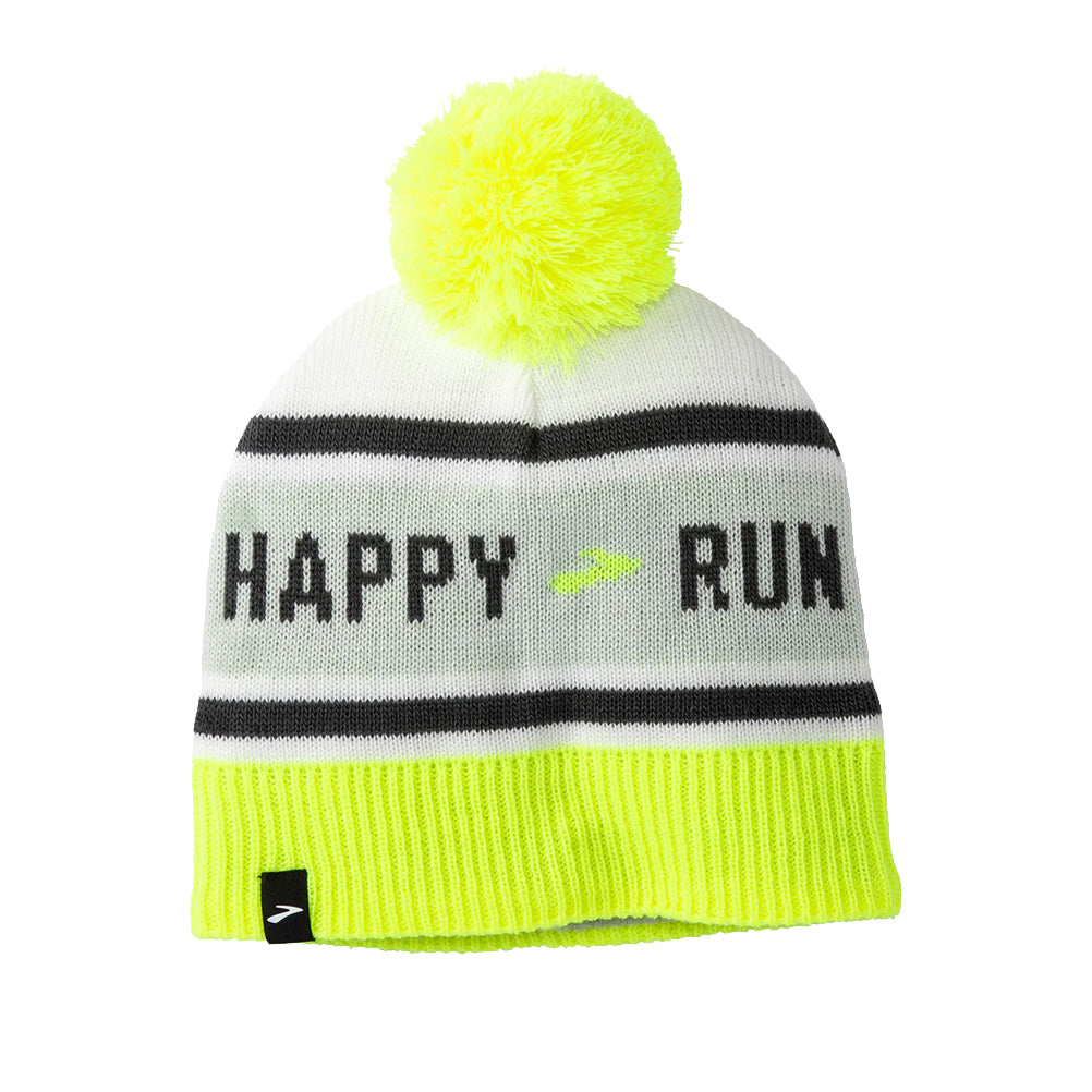 Brooks Heritage Pom Beanie - Run Happy White