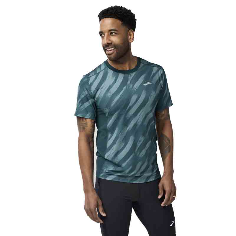 Brooks Atmosphere 3.0 Short Sleeve Men's Running Tee - Ultra Print/Deep Sea