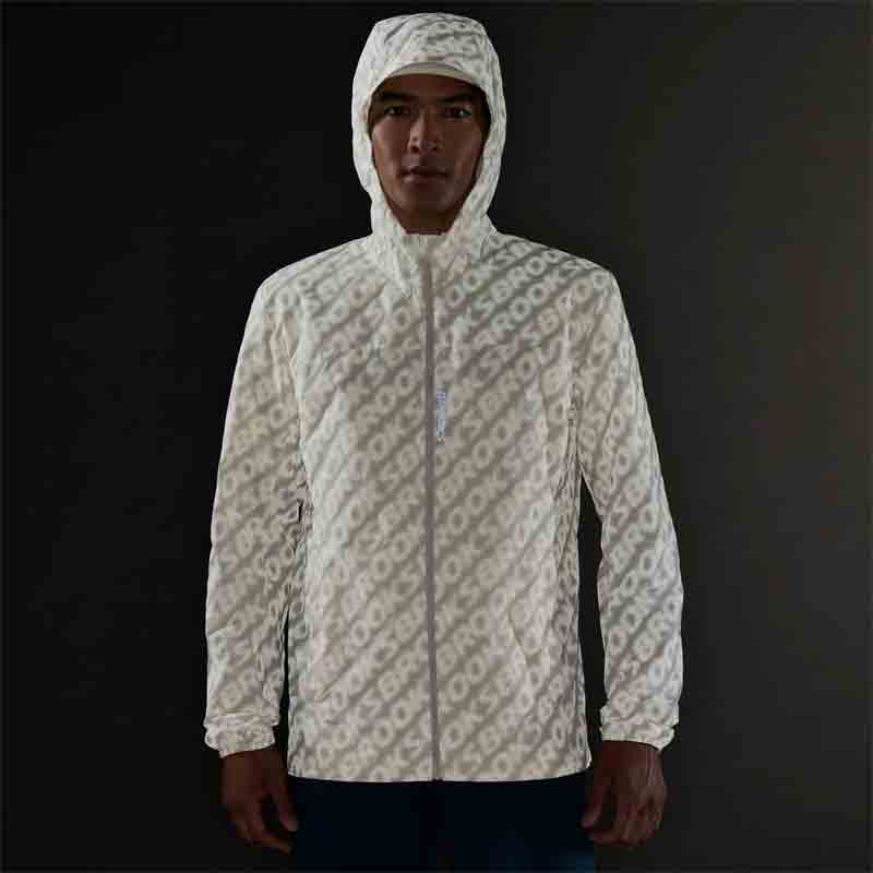 Brooks Canopy Reflective Men's Running Jacket - Reflective Wordmark Bone