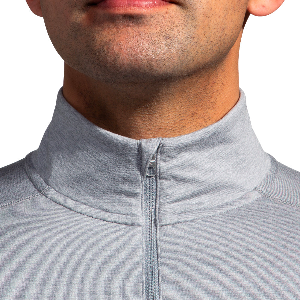 Brooks Dash Half Zip 2.0 Men's Running Top - Htr Stone