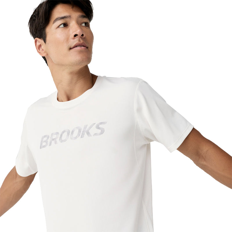 Brooks Dash Reflective Men's Running Short Sleeve Tee - Bone/Reflective