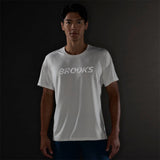Brooks Dash Reflective Men's Running Short Sleeve Tee - Bone/Reflective