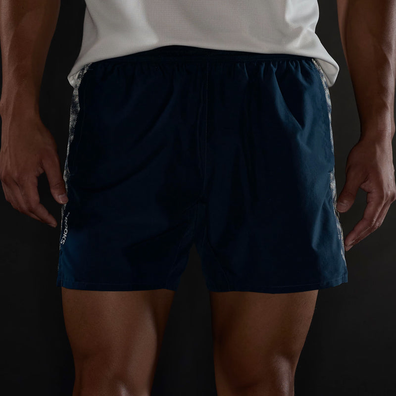 Brooks Dash Reflective Men's Running Short - Reflective Wordmark Indigo