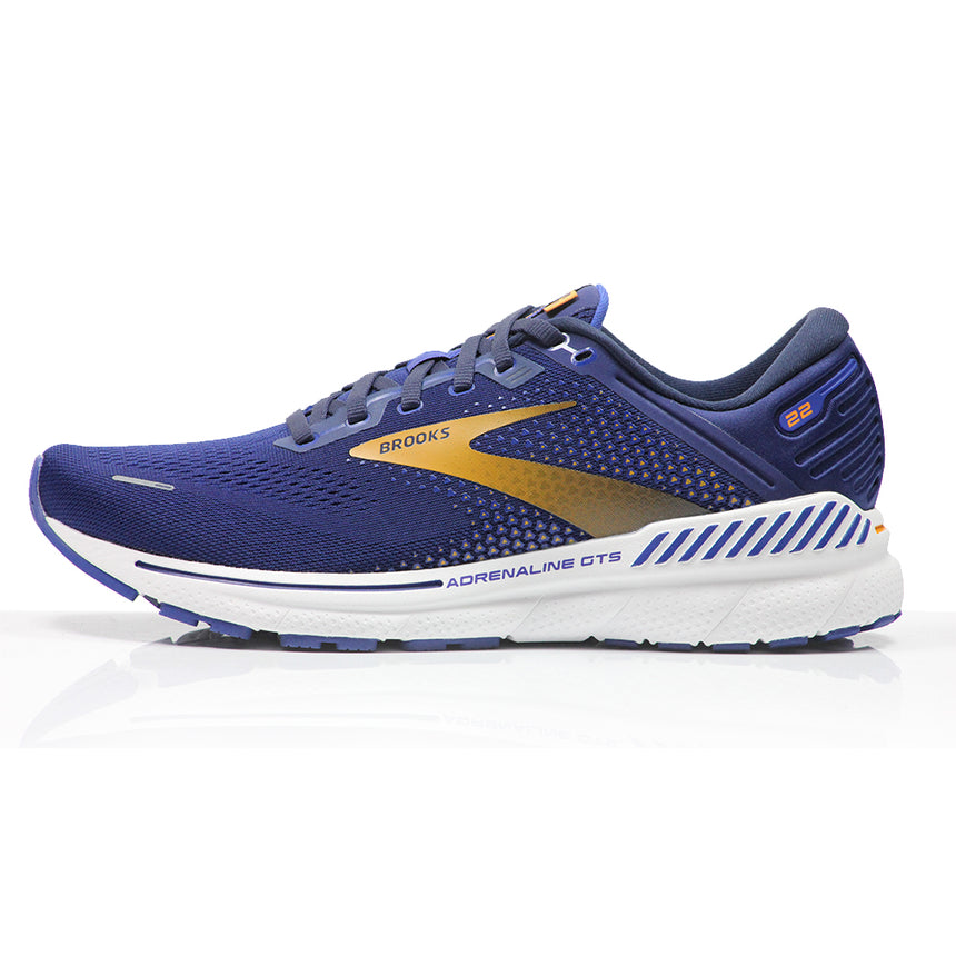 Brooks Adrenaline GTS 22 Men's 2E Wide Fit Running Shoe - Peacoat/Orange/White