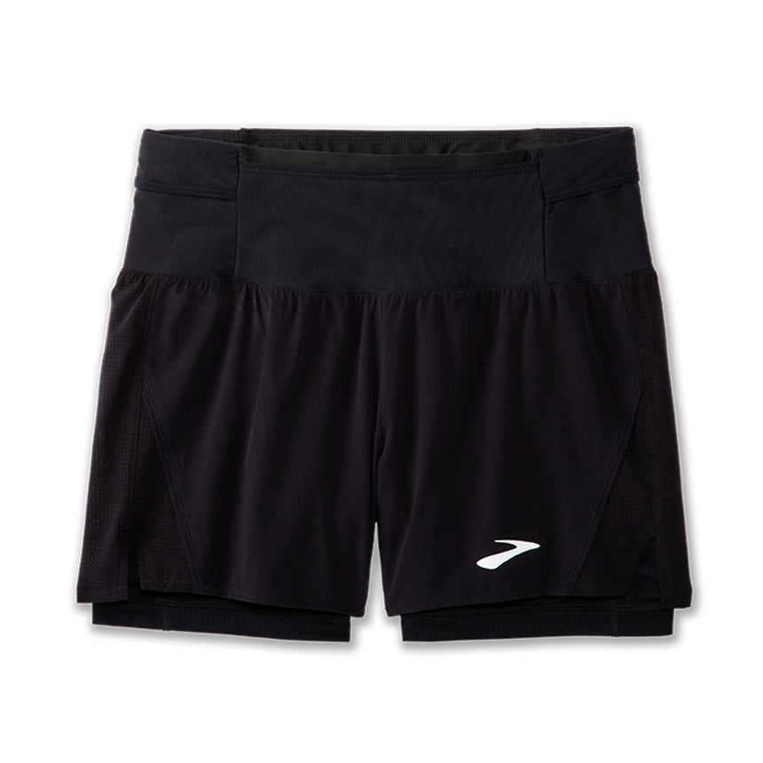 Brooks High Point 5inch 2in1 Men's Running Short - Deep Sea/Flame