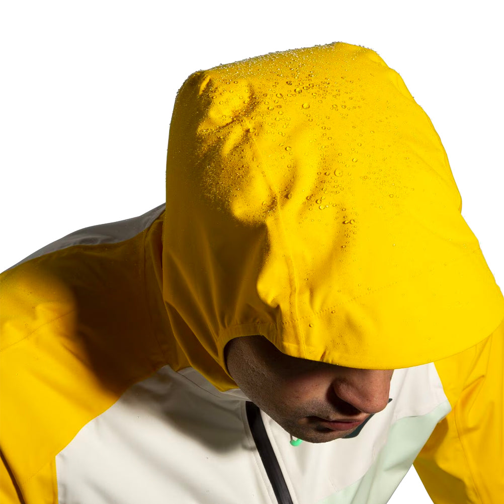 Brooks High Point Waterproof Men's Running Jacket - Glacier Green/Ecru/Lemon