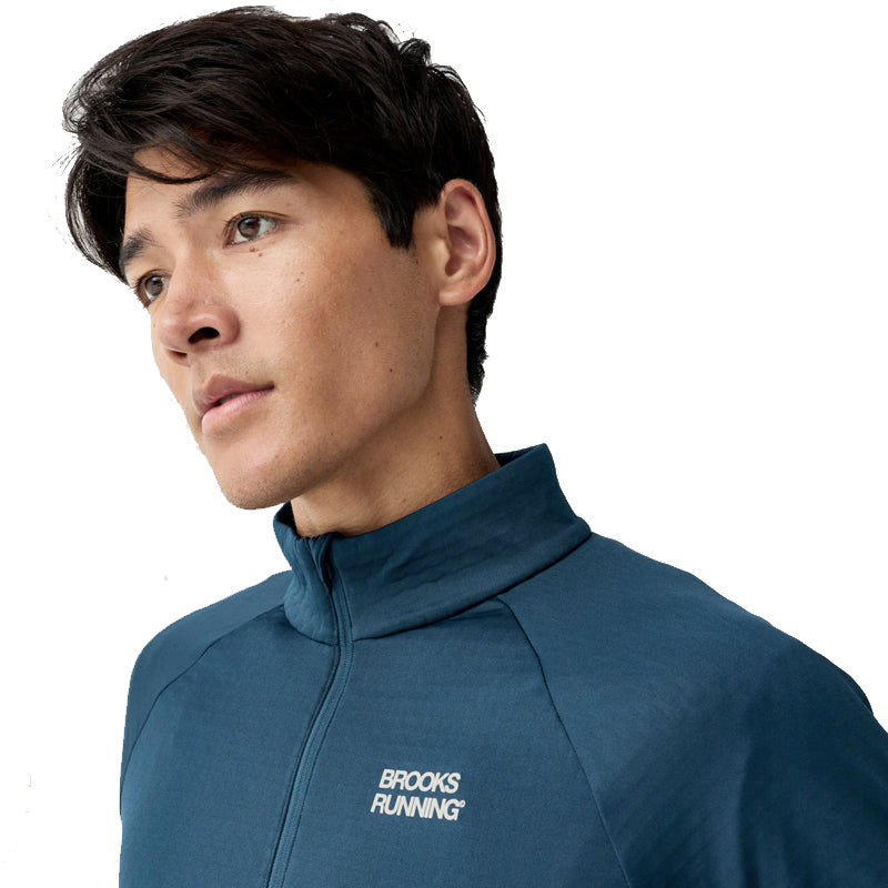 Brooks Run Thermal Reflective Half Zip Men's Running Top - Indigo/Reflective