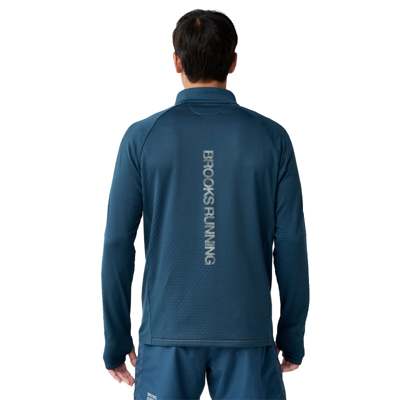 Brooks Run Thermal Reflective Half Zip Men's Running Top - Indigo/Reflective